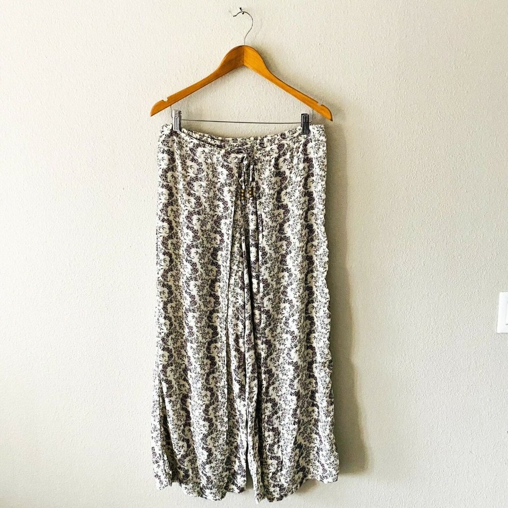 Denim & Supply Ralph Lauren cream and black paisley wide leg pants M